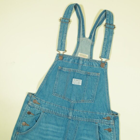 Levis Premium Overalls Womens S Blue Denim Bib Straight Leg - Picture 1 of 10